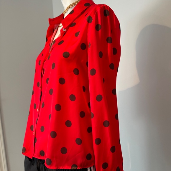 Zara red satin polka dot blouse - Picture 7 of 7